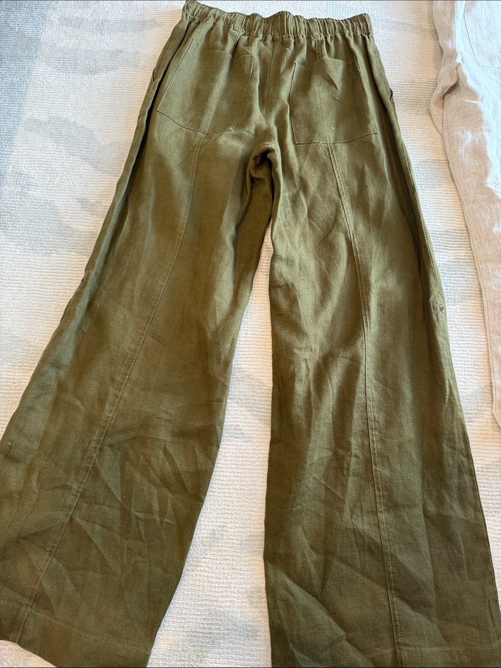 Reformation Linen Pants - Olive & Oatmeal - Picture 9 of 14